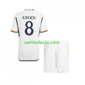 Camisolas de futebol Real Madrid Kroos 8 Criança Equipamento Principal 2023/24 Manga Curta